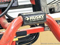 Husky 1000W work light set with dual lights, extendable poles, collapsing tripod and carry handle.
