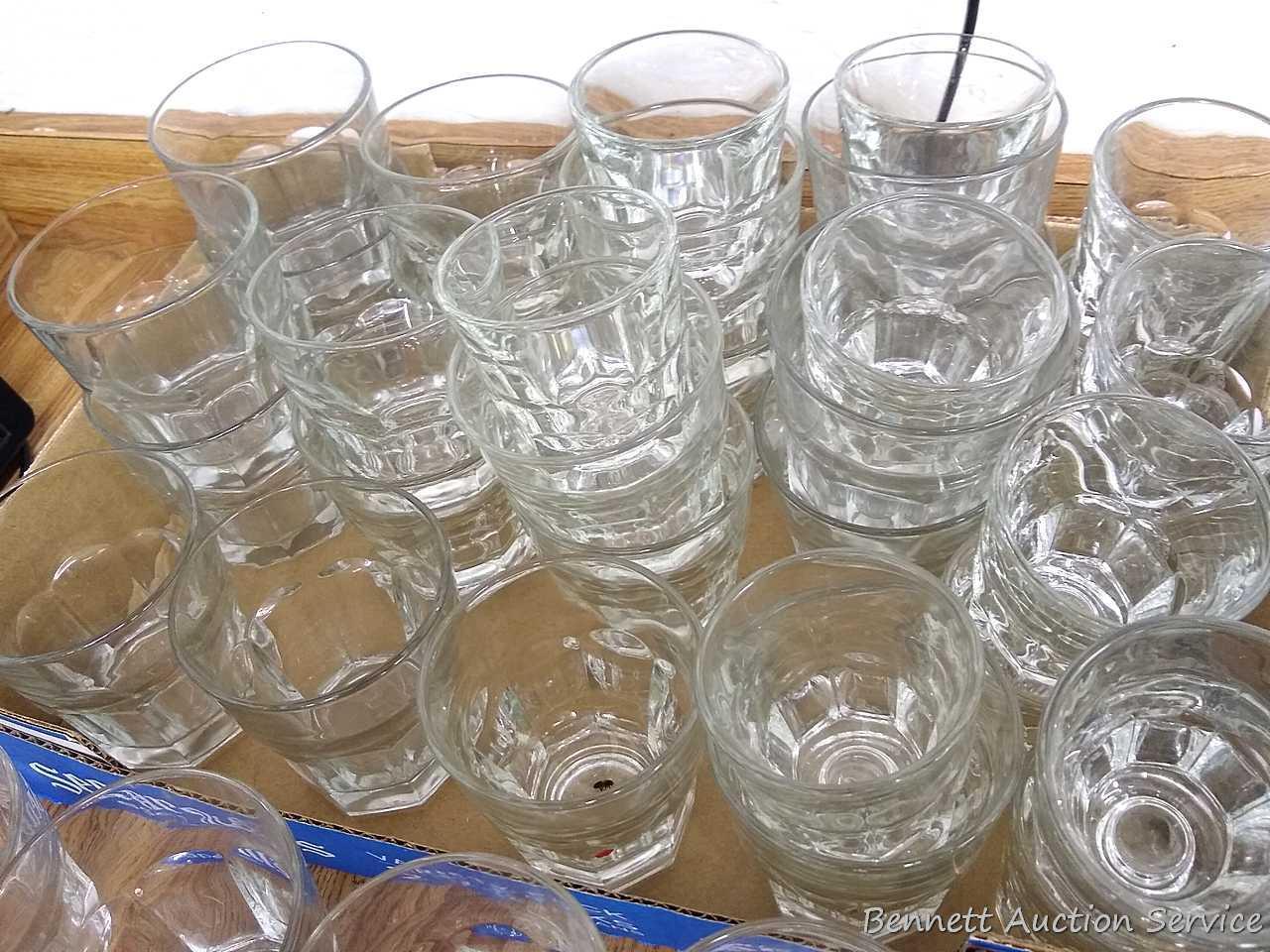 Collection of whiskey glasses are around 3" and 3-1/2" tall.