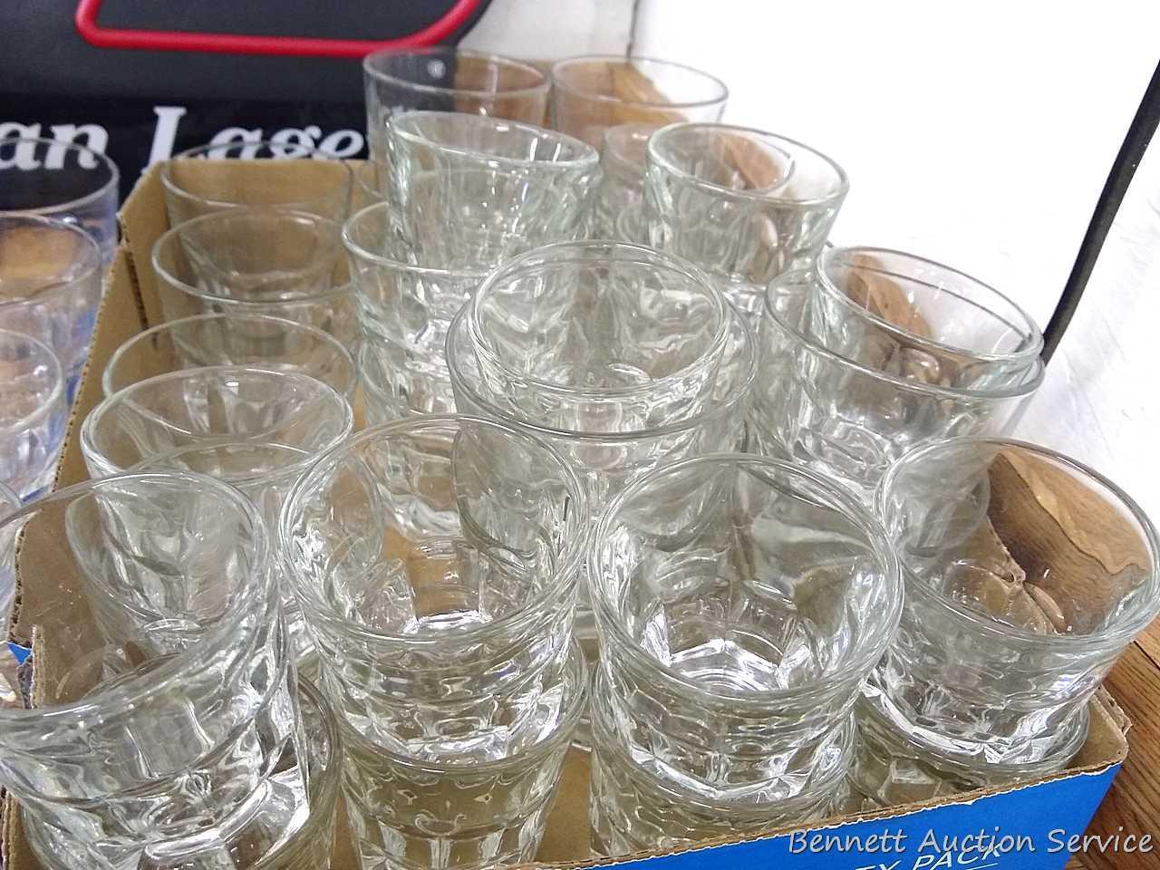 Collection of whiskey glasses are around 3" and 3-1/2" tall.