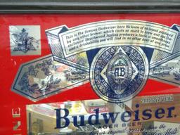 Budweiser Lager Beer mirror also reads Anheuser - Busch. In good condition and is about 21" x 17"