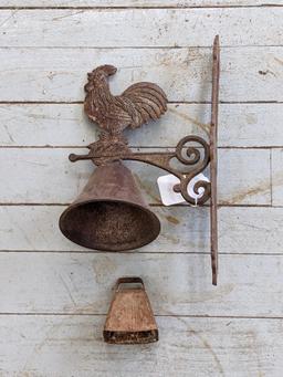 Pickup in Rib Lake. Cast Iron rooster bell and small rustic cowbell. Rooster bell is missing