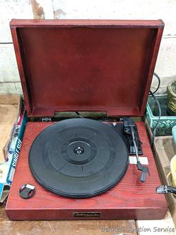 Pickup in Rib Lake. Anders Nicholson record turntable is Model TR-W155. Runs. About 15" wide. Wipe