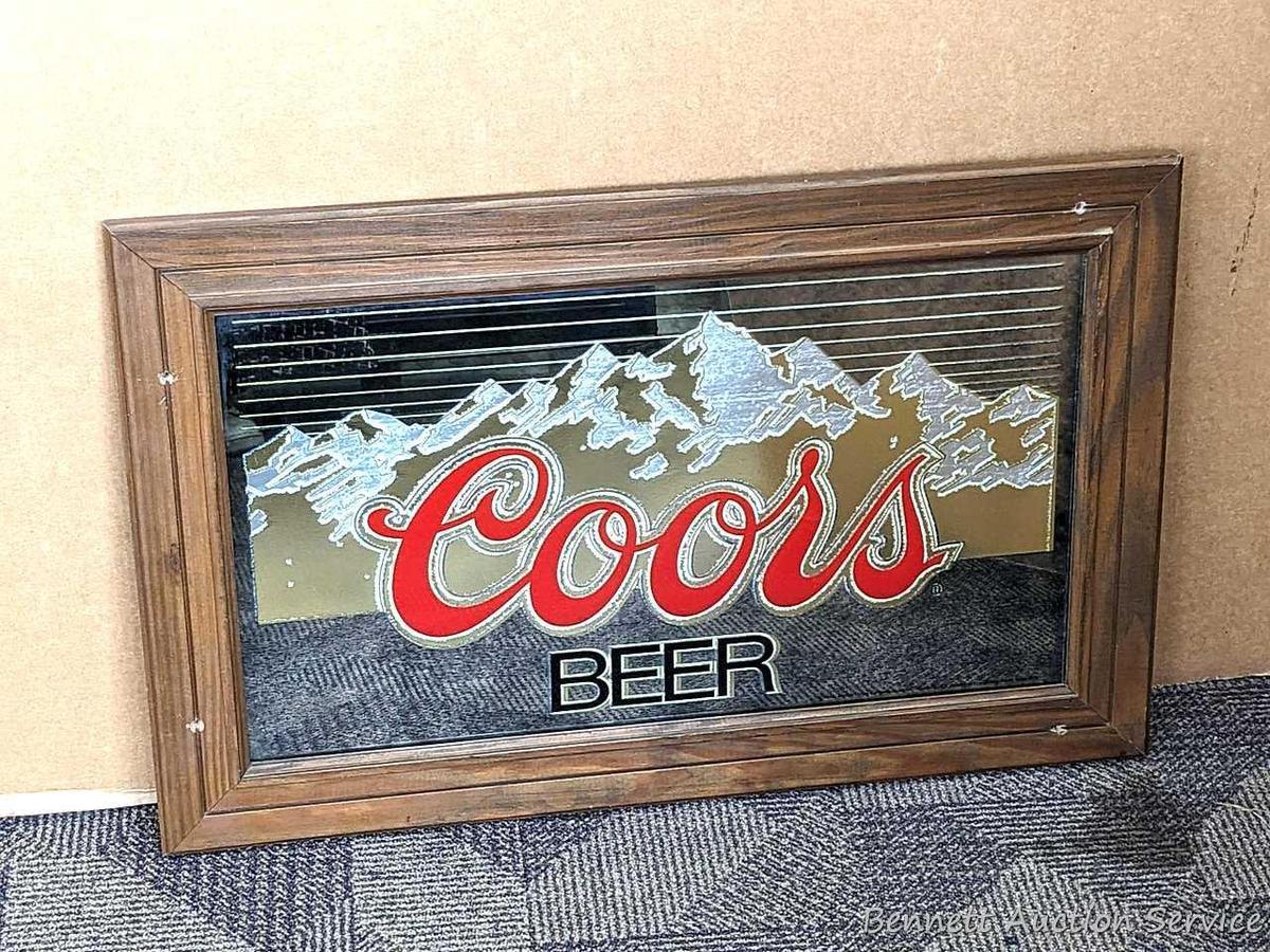 Coors Beer mirror is about 28" x 18" over frame.