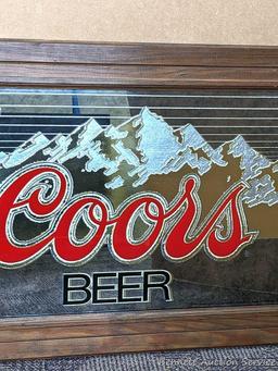 Coors Beer mirror is about 28" x 18" over frame.