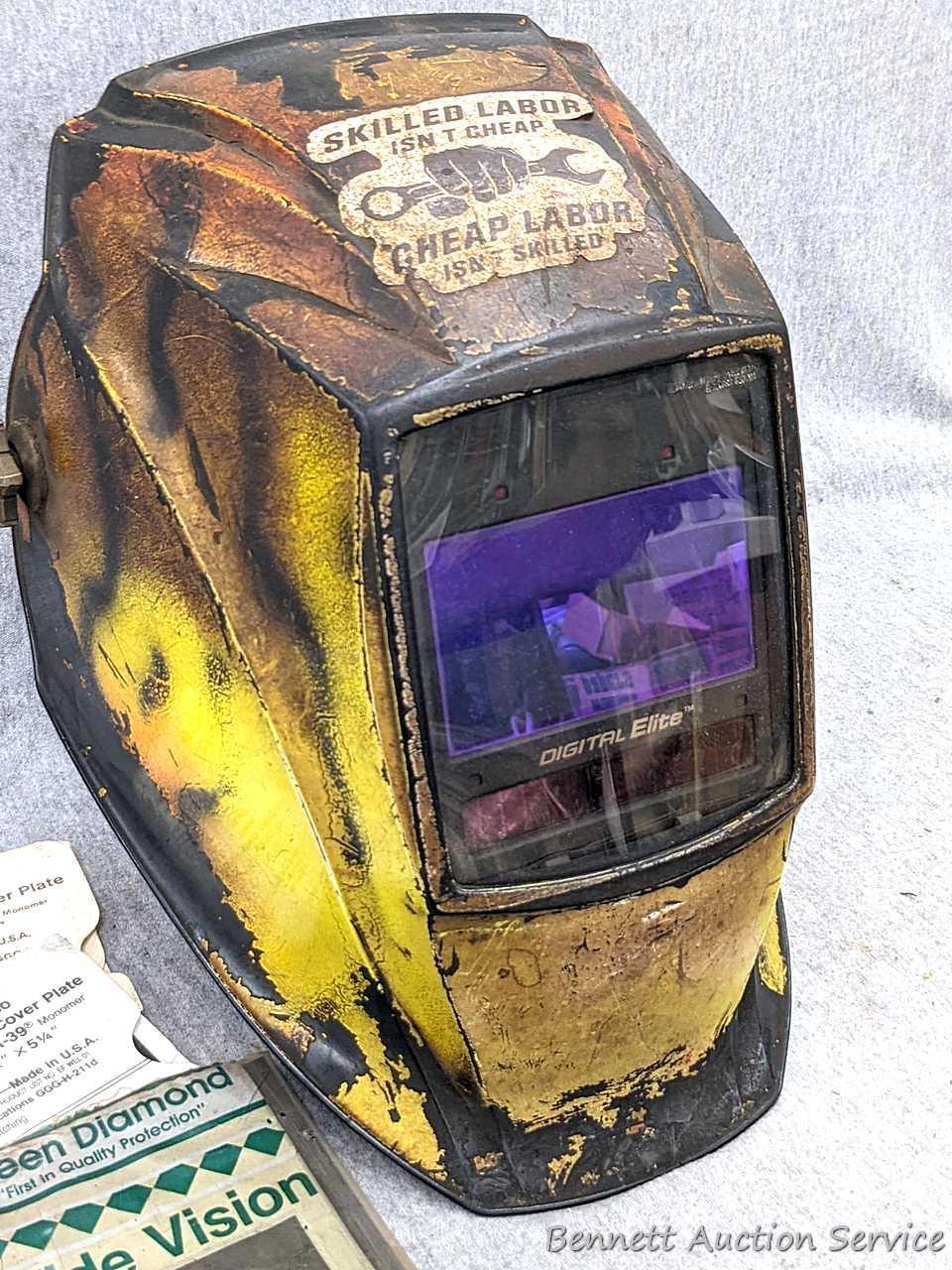 Digital Elite adjustable Welder's Helmet, bonus filter / cover plates, and Miller plastic