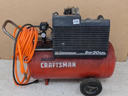 Craftsman 5 hp 20 gallon portable air compressor with air hose requires a 20 amp 110 volt