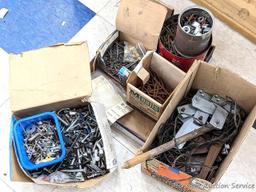 Wide variety of hardware incl nails, bolts, screws, shelf brackets, much more. Longest fastener I