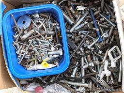 Wide variety of hardware incl nails, bolts, screws, shelf brackets, much more. Longest fastener I