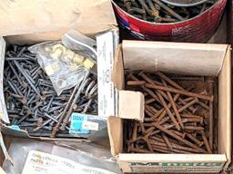 Wide variety of hardware incl nails, bolts, screws, shelf brackets, much more. Longest fastener I