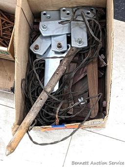 Wide variety of hardware incl nails, bolts, screws, shelf brackets, much more. Longest fastener I