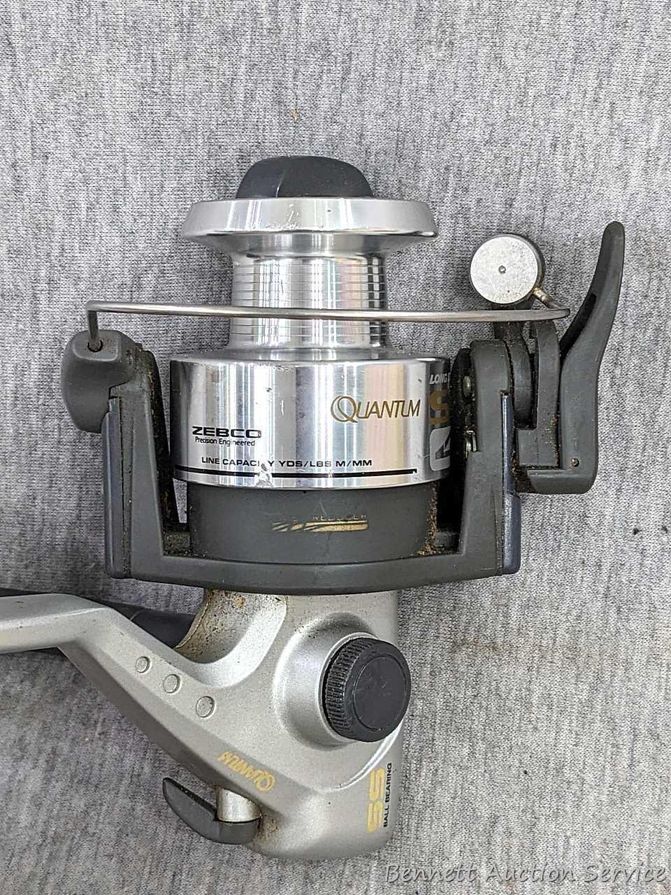 Two Zebco Quantum spinning reels. One is Kinetic KT30 PTi, the other a SS 4 Long Stroke.