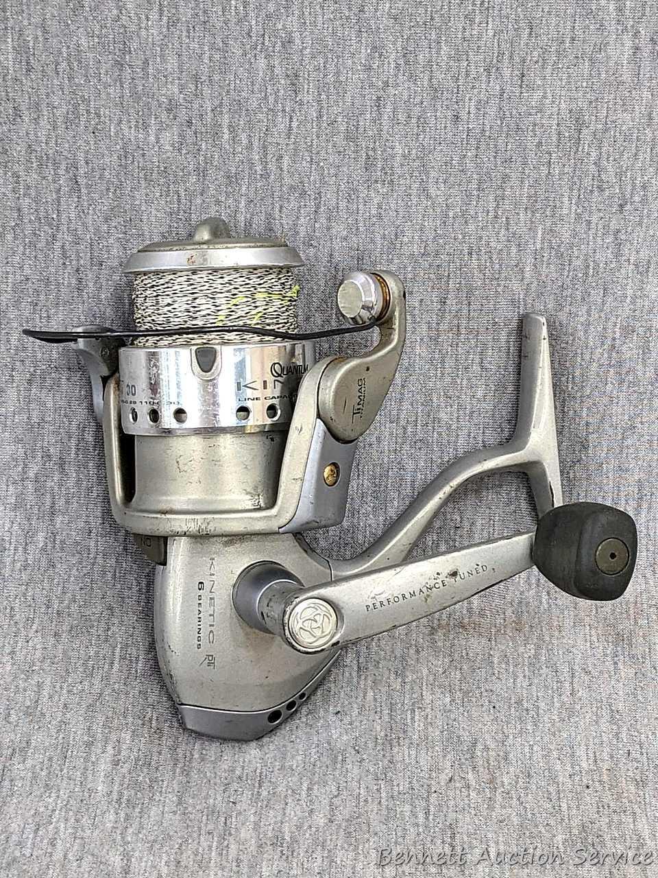 Two Zebco Quantum spinning reels. One is Kinetic KT30 PTi, the other a SS 4 Long Stroke.