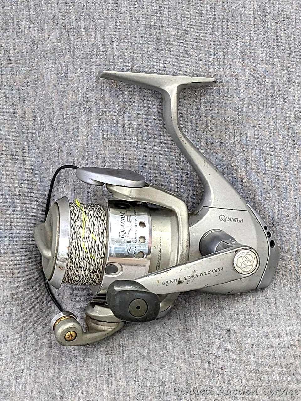 Two Zebco Quantum spinning reels. One is Kinetic KT30 PTi, the other a SS 4 Long Stroke.