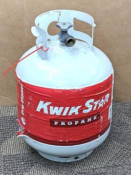No shipping. Kwik Star 20 lb propane tank is nearly empty with newer style OPD valve.