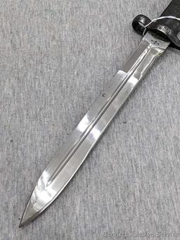Swedish M1896 military rifle bayonet with scabbard is 13" overall.