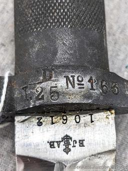 Swedish M1896 military rifle bayonet with scabbard is 13" overall.