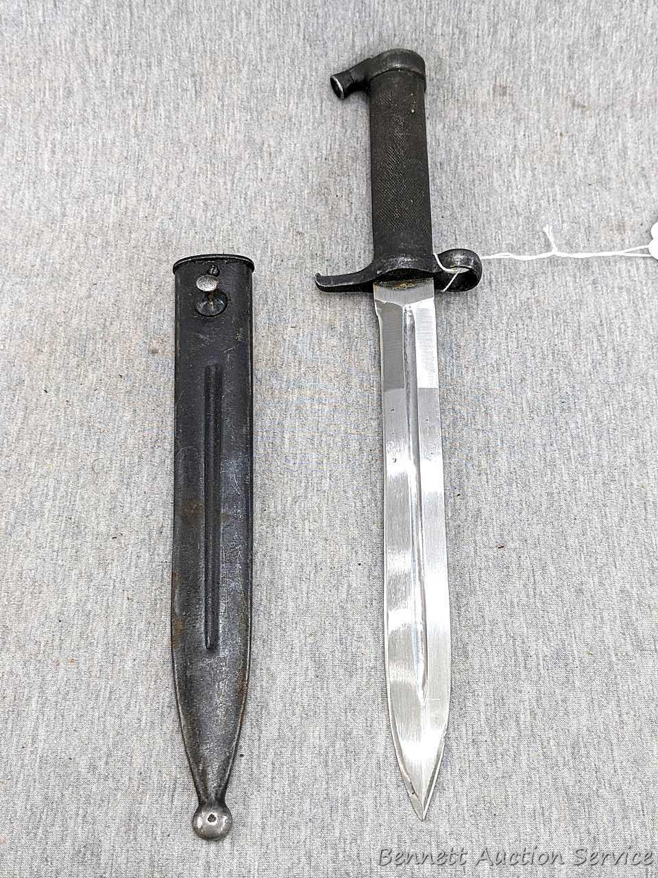 Swedish M1896 military rifle bayonet with scabbard is 13" overall.