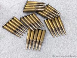 30 Rounds of 7mm Mauser ammunition with FN 69 headstamps, FMJ bullets, and in clips that are marked