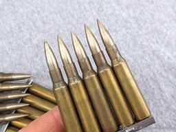 30 Rounds of 7mm Mauser ammunition with FN 69 headstamps, FMJ bullets, and in clips that are marked