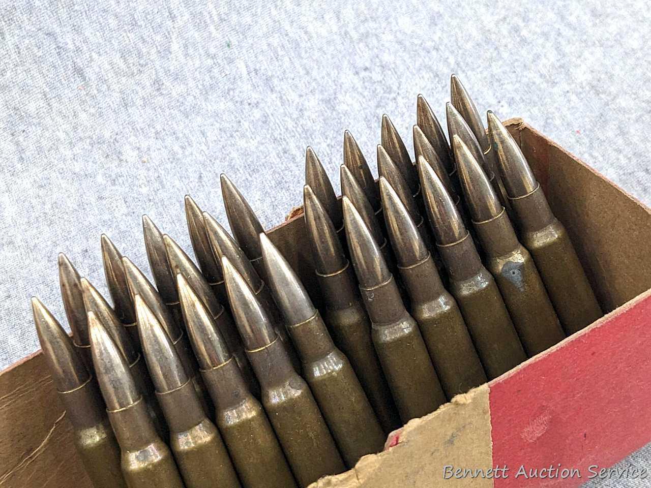 30 Rounds of 7mm Mauser ammunition with FN 69 headstamps, FMJ bullets, and in clips that are marked