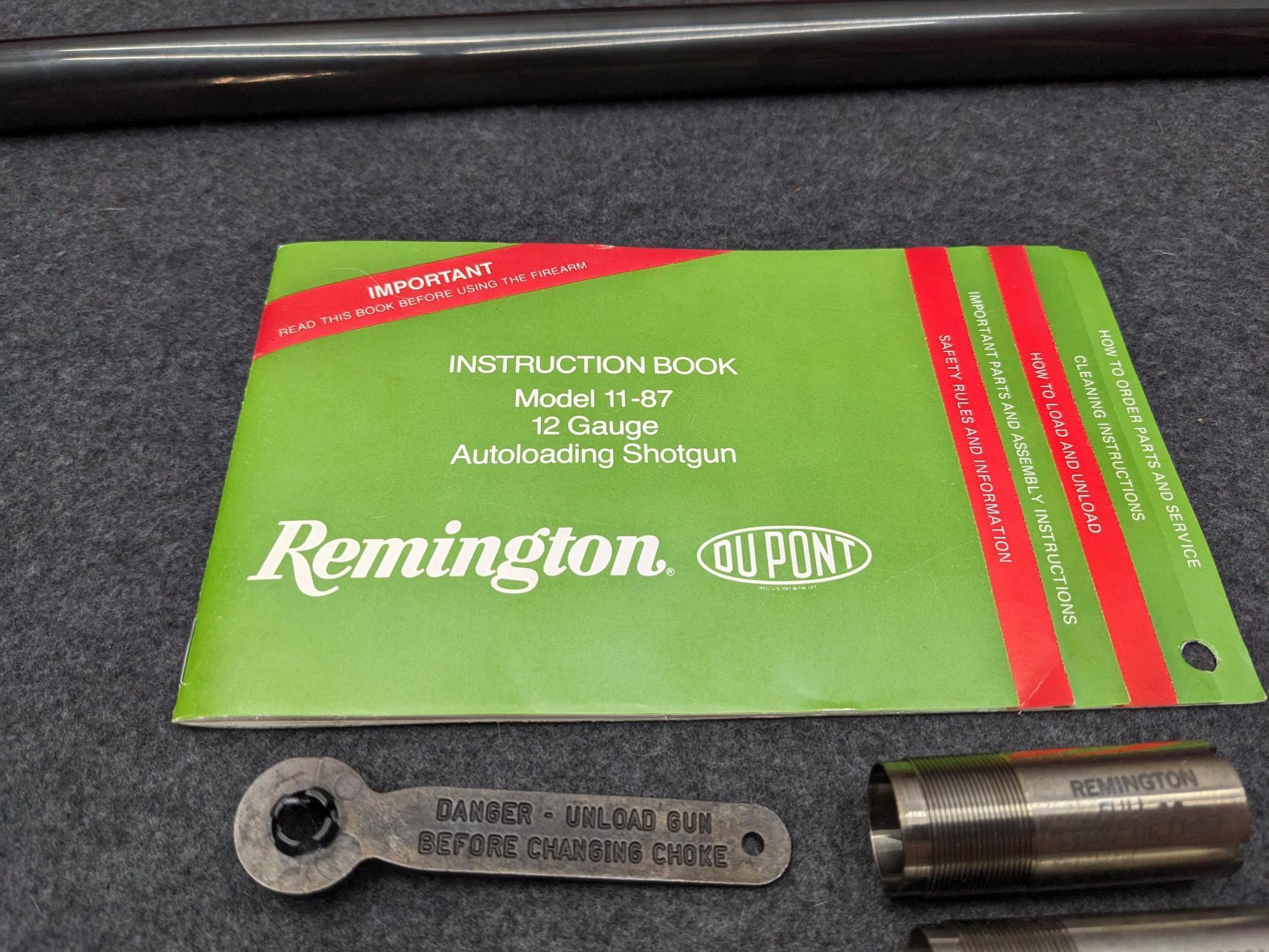 Barrel, choke tubes and wrench for Remington Model 11-87 shotgun and similar. 12 gauge barrel is 30"