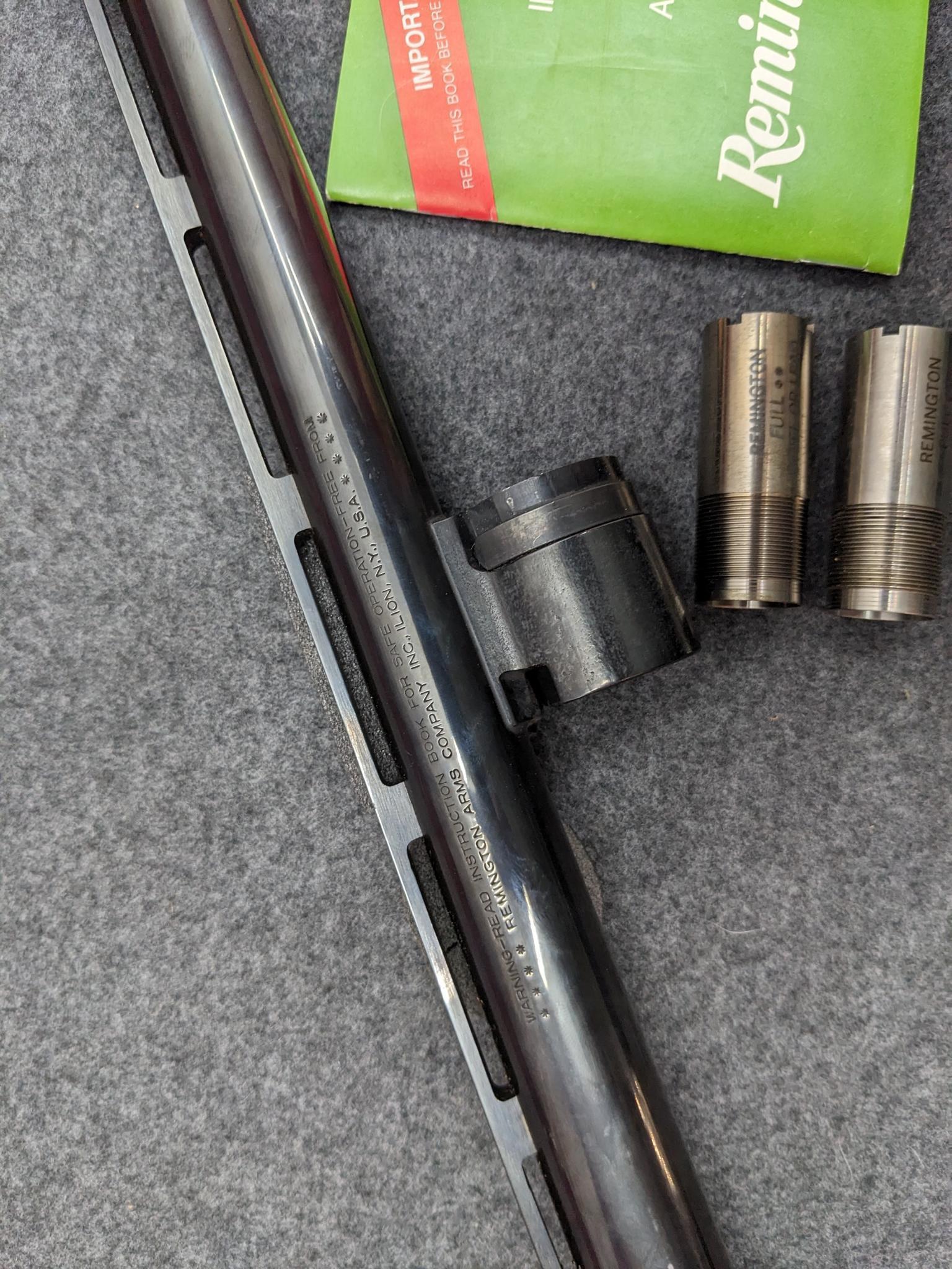 Barrel, choke tubes and wrench for Remington Model 11-87 shotgun and similar. 12 gauge barrel is 30"
