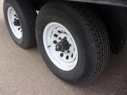 102" x 16' HMDE TANDEM AXLE DECK over trailer, 5000# AXLES FLIP UP RAMPS, NO TITLE
