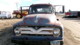 1955 FORD F-600 SINGLE AXLE DUALLY FLATBED, non runer-engine condition unknown, 6 cylinder, 4 x 2, +