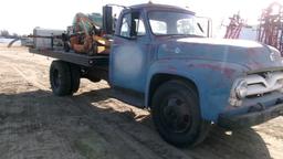 1955 FORD F-600 SINGLE AXLE DUALLY FLATBED, non runer-engine condition unknown, 6 cylinder, 4 x 2, +