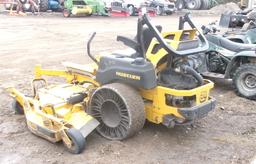 104" HUSTLER ZERO TURN MOWER, 3  deck hyd. lift, belt driven, 37 H. P., Tweel no flat tires, +