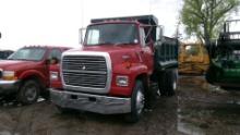 1989 FORD L8000 SINGLE AXLE 10' GRAVEL TRUCK, 7.8 diesel, 6 spd., air brakes, pintle hitch, +