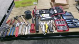 CLAW HAMMER, SIDE CUTTERS, CRESCENT WRENCHES, UTILITY KNIVES, SANDING DISCS SET , +