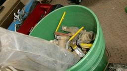 CHALK LINE, CHALK, SHOP CANS, SEVERAL DRILL INDEXES, AIR MAX 1000, SHEET ROCK STILTS, PAIL