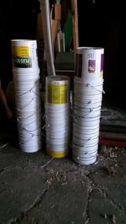 STACKS OF 5 GALLON PLASTIC PAILS