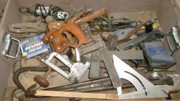 50" X 24" X 24" H. WOOD MULTI COMPARTMENTED TOOL CHEST,  contains saws, rasps, elec. drill, +