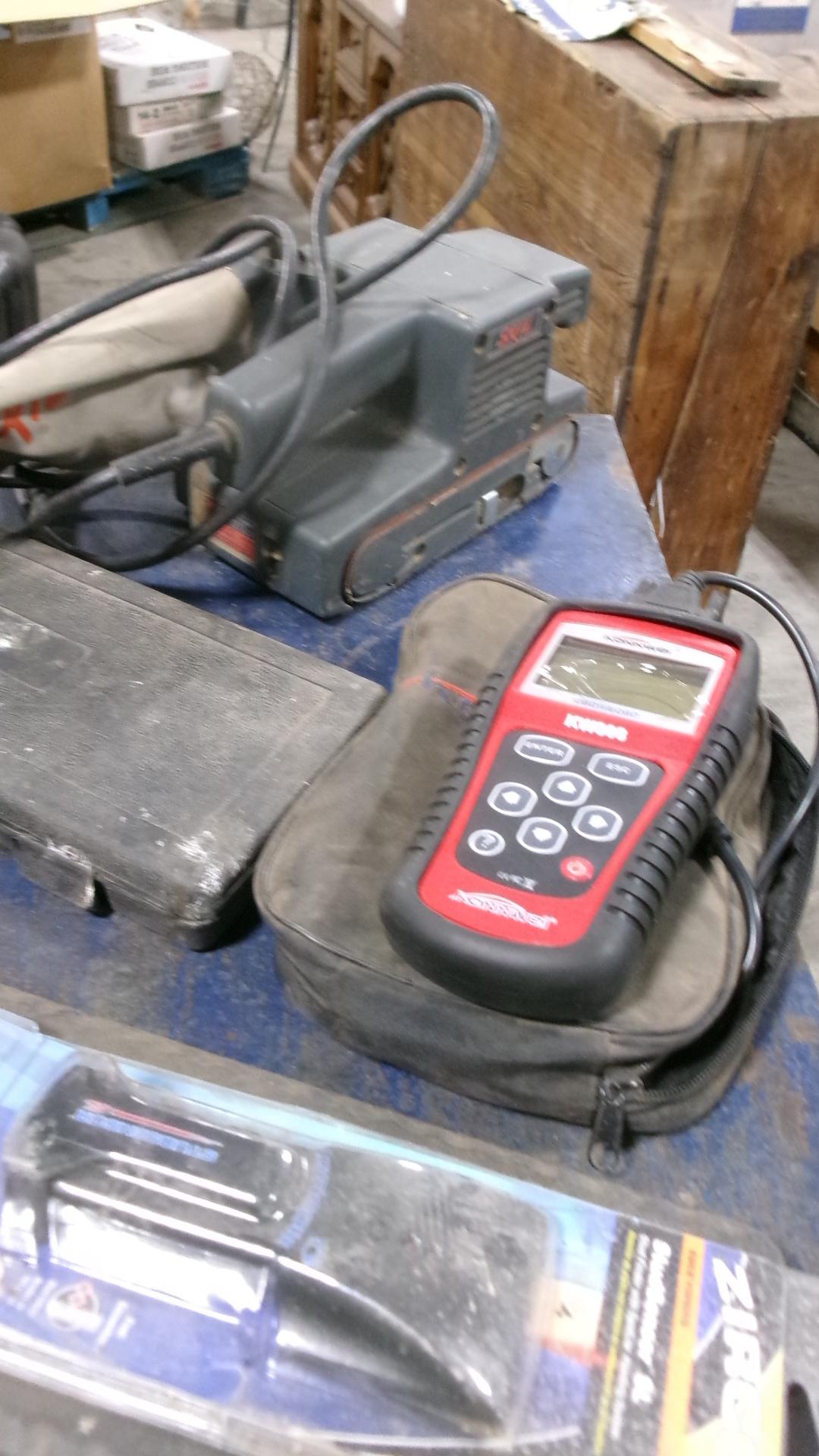 ROLLING REM PRO TOOL BOX/ CABINET, uncludes Konnwei VBD2/EOBD scanner,Skil 3" x 18" belt sannder,