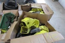SEVERAL BOXES OF BLACK UNUSED BRACKETS w / BOLTS & MISC. JD DB PLANTER PARTS,