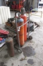 3-ACETYLENE TANKS & CART,  one is partially full