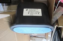 PALLET OF MISC. FILTERS, PULLEYS, BUSHINGS, MONITOR & KEYBOARD, & MORE