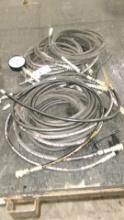 SEVERALSETS OF 1/4" 5800# HYD. HOSES (various fittings ) & 60#  PRESSSURE GUAGE
