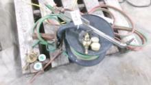 GAS CUTTING SETUP: CUTTING HEAD, HOSE w /  REEL, 2 SETS GUAGES- one new
