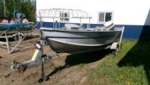 16' ALUMNACRAFT LUNKER V16 FISHING BOAT  w / 25 H.P. JOHNSON ( cond. unknown ),