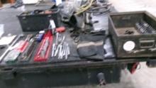 3/8", 1/2" RACHETS, BREAKER BAR, BIT SETS, APRONS, VISE GRIP, TOOL BOX w / misc,  EXTENSIONS