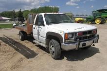 1994 CHEV. 3500 REG. CAB 4WD DUALLY   w / RED RIVER  8' X 12' STEEL FLATBED , 6.5 diesel, auto, +