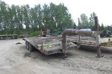 8' x 24' TRI AXLR GOOSENECK FLATBED, 3' beavertail, flip up ramps, steel bed, 7..00 x 15LT 6 bolts,