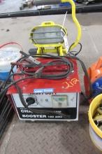 SHOP LIGHT, MONTGOMERY WARD BATTERY CHARGER