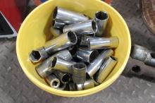 VARIOUS REG & DEEP SOCKETS, EXTENSION CORD  w / reel