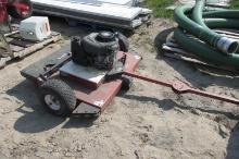 44" SWISHER PULL BEHIND 11 H.P. GAS FINISHING MOWER, runs ok