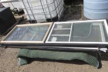 2-27" x 80" WINDOW PANELS, LOCK , DOOR KNOB, & COAT HANGERS DISPLAYS