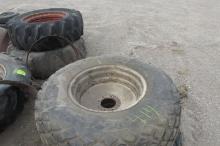 2-18.4 X 26" DIAMOND TREAD TIRES ON 8 BOLT RIMS
